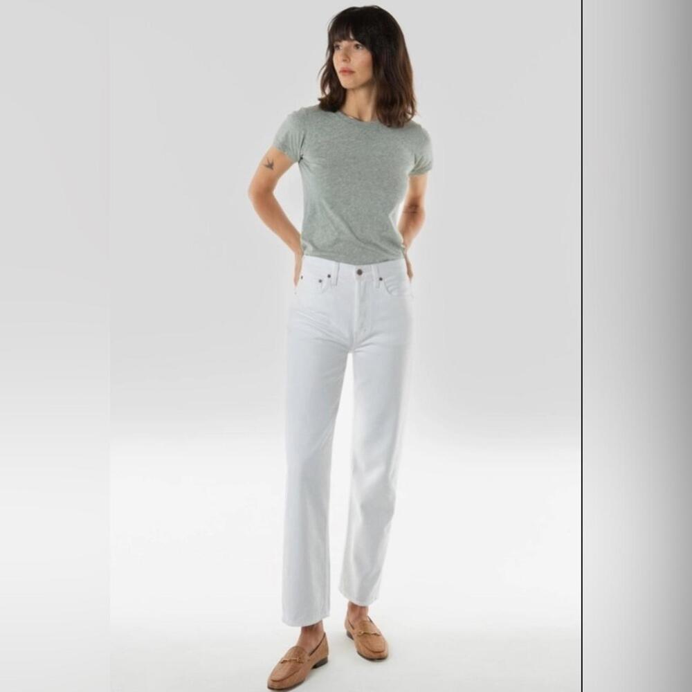 NWT Etica Tyler Straight Leg‎ White Denim Button Fly Jeans 26